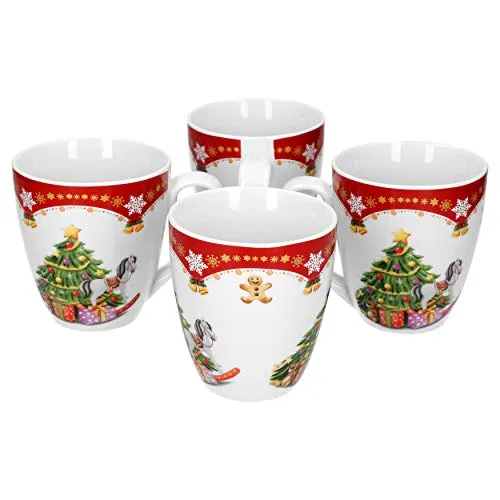 Van Well 4er Set Kaffeebecher Weihnachtszauber - Becherset für die Weihnachtszeit, ideal für Glühwein und Punsch, spülmaschinenfest und perfekt für gemütliche Abende oder als Geschenk.