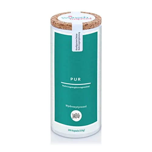 Hydroxytyrosol Pur (10 mg pro Tag), hochdosiertes Oliven-Polyphenol zum Schutz der Blutfette vor oxidativem Stress, 100-fach konzentriert, 290 Kapseln aus deutschen Wunschkapsel-Manufaktur