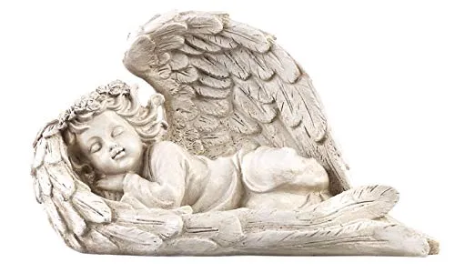 Lunartec Grablicht Solar Engel: Schlafende Solar-LED-Schutzengel-Figur, 16 cm, für innen & außen (LED Engel, Grabschmuck, Solarleuchten)