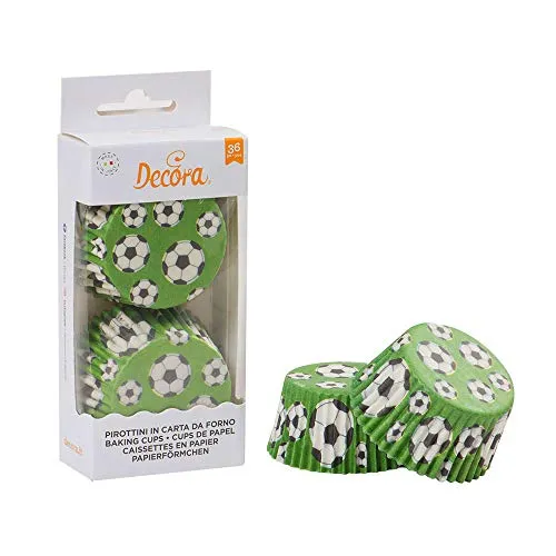 Decora 0339845 PAPIERFÖRMCHEN FUßBALL 50 X 32 MM 36ST, Paper, Grün
