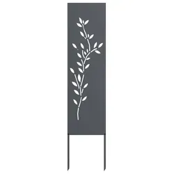 vidaXL Sichtschutz-Leinwand Floral Anthrazit 32 x 140 cm - Moderne Sichtschutz-Leinwand für den Garten, aus langlebigem Stahl gefertigt. Mit stilvollen Einlagen sorgt sie für Privatsphäre und eine elegante Atmosphäre in deinem Außenbereich. Einfach zu installieren und ideal für entspannte Momente im Freien.