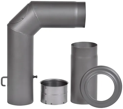 Firefix Ofenrohr Bogen 150 mm, 90 ° - Hochwertiges Stahlblech - Aschesauger für Kamininstallation, hitzebeständig bis 600 °C und mit Drosselklappe ausgestattet für optimale Luftregulierung.