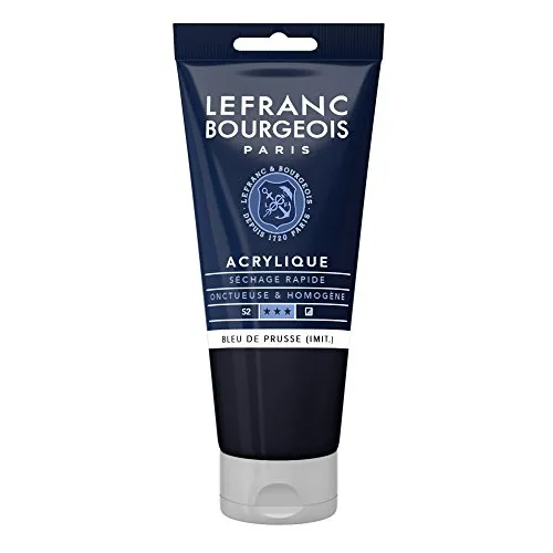 Lefranc Bourgeois 300423 Fine Acrylfarbe - Preußischblau Farbton, 80ml Tube, cremige Acrylfarbe auf Wasserbasis, schnell trocknend, lichtecht, wasserfest