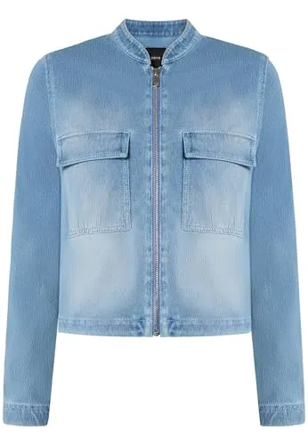 zero Damen Jeansjacke mit Reißverschluss 36, Blue Denim von Zero