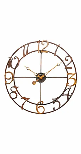 AMS 9566 Wanduhr Design in braun von AMS