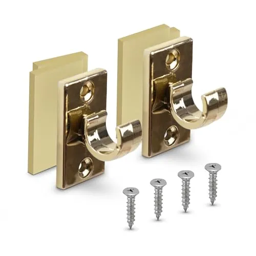 Bestlivings 8er Pack Ersatzträger für Gardinenstangen bis Ø 12 mm in Gold (L 2,5 cm), Träger für Cafehausstangen, Scheibenstangen