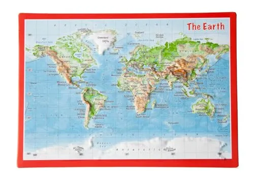 Reliefpostkarte Welt: Tiefgezogene Reliefpostkarte von georelief GbR