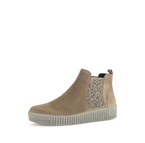 Gabor 73.731.11 Stiefel beige 38,5 EU (5,5 UK) - Wanderschuhe aus hochwertigem Leder und Veloursleder, sportlicher Stil mit Gummizug für optimalen Tragekomfort und Flexibilität.