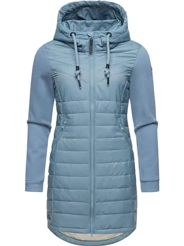 RAGWEAR Lucinda Long Steppmantel - Sportlicher Damen Funktionsmantel aus modernem Materialmix, wasser- und windabweisend, ideal für die Übergangszeit mit verstellbarer Kapuze und hohem Tragekomfort.