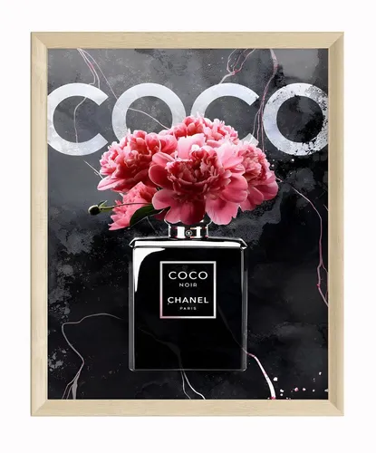 JUSTGOODMOOD Premium Poster Coco Chanel in pink von JUSTGOODMOOD