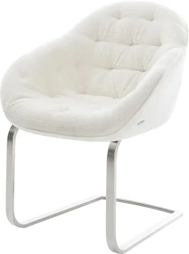 DELIFE Schwingstuhl Gaio-Flex Freischwinger flach Edelstahl Bouclé Soft Beige