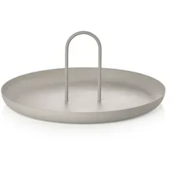 Zone Denmark Singles Tablett Ø 30 x 13 cm - warm grey - Elegantes Tablett aus matt lackiertem Metall, ideal zum Dekorieren und Servieren. Mit praktischem Griff für einfachen Transport.