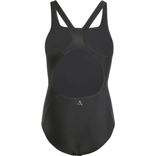 adidas Kid's Big Bars Suit - Sportlicher Badeanzug für Kinder - Badeanzug in Schwarz/Grau mit X-förmigem Rückendesign, ideal für Schwimmen. Größe 128, aus elastischem Material für optimalen Tragekomfort.