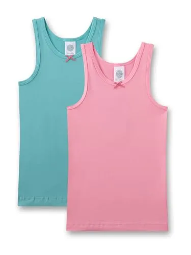 Sanetta Mädchen-Unterhemd (Doppelpack) rosa & türkis | Hochwertiges und nachhaltiges Unterhemd für Mädchen aus Baumwoll-Mix.