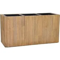 VIVANNO Pflanzkübel Holz MAXI Kasten - Braun Maserung (1 St), 64x25x35 cm - Rustikaler Blumenkübel aus Holz mit ansprechender Maserung. Ideal für Landhausstil oder moderne Wohnungen. Inklusive 3 praktischen Kunststoff-Einsätzen für eine einfache Bepflanzung. Maße: 64x25x35 cm.