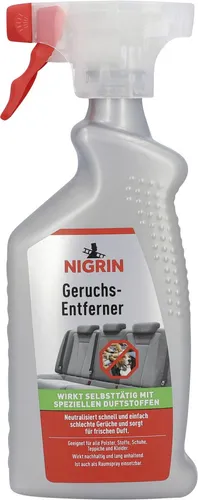 Nigrin Geruchsentferner 74603, 500ml - Selbsttätige Geruchsbeseitigung - Autopflege: Neutralisiert unangenehme Gerüche in Textilien, Schuhen und Räumen. Ideal gegen Tierausdünstungen und Zigarettenrauch. Lang anhaltende Frische mit speziellen Duftstoffen.
