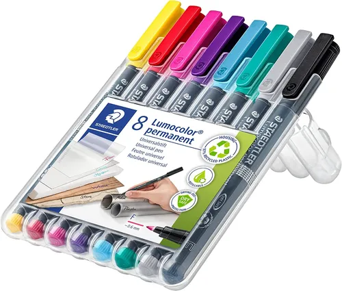 STAEDTLER Lumocolor Permanent-Marker 318F 8er Etui in schwarz von STAEDTLER