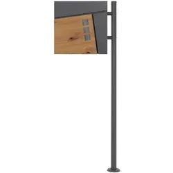 ML-Design ECD Germany Standbriefkasten Anthrazit Edelstahl 120 cm mit Zeitungsfach, Postkasten Holzoptik, Design Briefkasten pulverbeschichtet