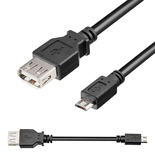 HB-DIGITAL Adapter USB 2.0 Micro B-Stecker auf USB 2.0 A-Buchse ca. 8cm OTG 480 MBit/s Kupplung für PC Laptop Tablet Smartphone Drucker Peripheriegeräte schwarz