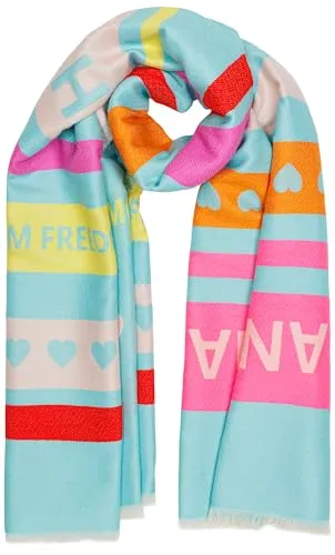 Caspar Modeschal SC540 - Weicher Damen Schal mit buntem Muster - Modeschal aus 100% Viskose, angenehm warm und weich, perfekt für Frühling, Herbst und kühle Wintertage in hellblau, gelb und pink.