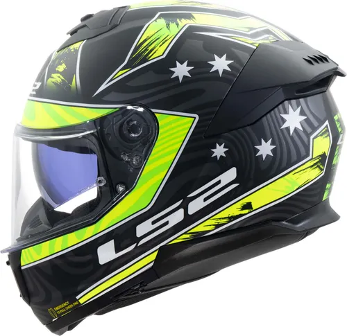 LS2 FF808 Stream II Galdam Helm, schwarz-gelb, Größe 2XL - Motorradhelm mit UV-resistentem, kratzfestem Visier und herausnehmbaren, waschbaren Innenfutter für optimalen Komfort und Sicherheit.