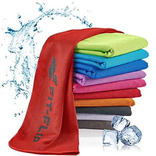 Fit-Flip Kühlendes Handtuch - Ice Cooling Towel und mikrofaser Kühltuch – kühlende Handtücher für Nacken und Hals - Airflip cool Towel für Fitness und Sport - Kühlhandtuch (rot, 100x30cm)
