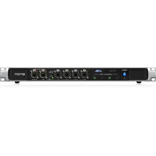 Midas HUB4 Monitor System Hub mit 4 PoE-Anschlüssen für Personal Mixer oder kompatible Stageboxen, 48/44,1 kHz AES50 In und Through, StageConnect und 16-Kanal-Analogausgang