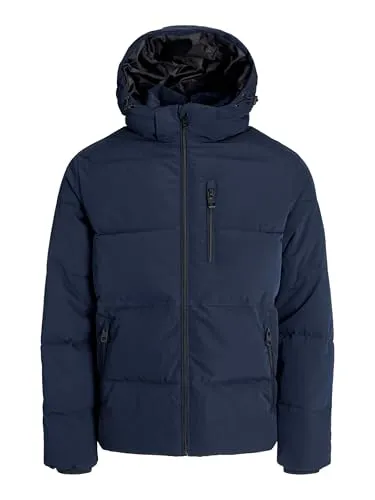 Jack & Jones Essential Owen Puffer Winterjacke Herren - Dunkelblau - XXL - Funktionsjacken – Diese windabweisende Winterjacke mit warmem Futter und praktischen Reißverschlusstaschen bietet perfekten Schutz und höchsten Komfort für kalte Tage.