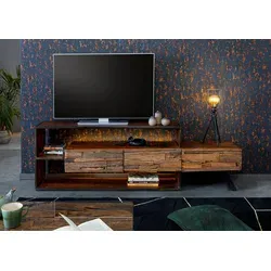 WOLFMÖBEL »City« Lowboard I Version 1 - TV-Halterungen mit einzigartigem Design, gefertigt aus wiederaufbereiteten Eisenbahnschwellen, bieten einen rustikalen Charme und hohe Qualität für Ihr Wohnzimmer.