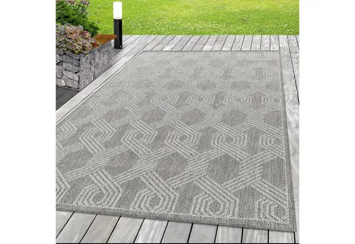 SIMPEX24 Outdoorteppich Geometrisch Design, Läufer, Höhe: 7 mm, Outdoor Teppich Geometsisch Design Wetterfest Terrasse Balkon Küche