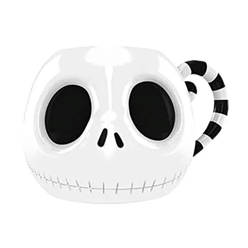 The Nightmare Before Christmas Tasse (Jack Head 3D Design) 400ml Keramik-Kaffeetasse in Geschenk-Box - Offizielles Lizenzprodukt, Weiß, Schwarz