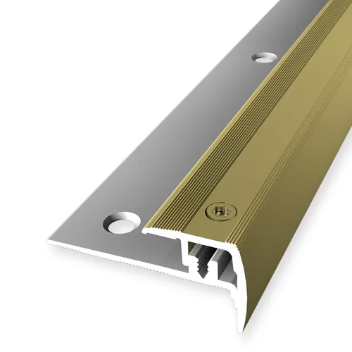 Küberit Treppenkantenprofil Aluminium 21 x 21.5 x 1000 mm - Ideal für Stufenteppiche, modernes Design mit geriffelter Oberfläche, sorgt für sicheren Halt und schützt Kanten vor Abnutzung. Perfekt für jeden Raum.