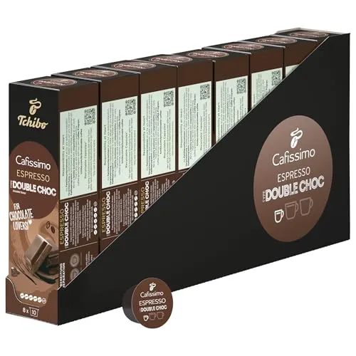 Tchibo Cafissimo Vorratsbox Flavoured Summer Edition Espresso Double Choc Kaffeekapseln, 80 Stück (8x10 Kapseln), nachhaltig & fair gehandelt, Premium Qualität