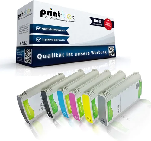 6x Kompatible Tintenpatronen für HP DesignJetZ3200PS44Inch DesignJetZ3200Series DesignJetZ5200PS DesignJetZ5400PSePrinter HP 70 Black Matt Black Cyan Magenta Yellow Light Grey - Color Plus Serie