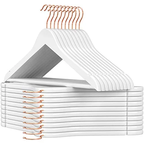 Kleiderbügel aus Holz, 20er Set für Anzüge - Elegante Kleiderbügel aus hochwertigem Ahornholz, ideal für die Aufbewahrung von Anzügen. Verchromte Haken und hohe Belastbarkeit von 5 kg pro Bügel.