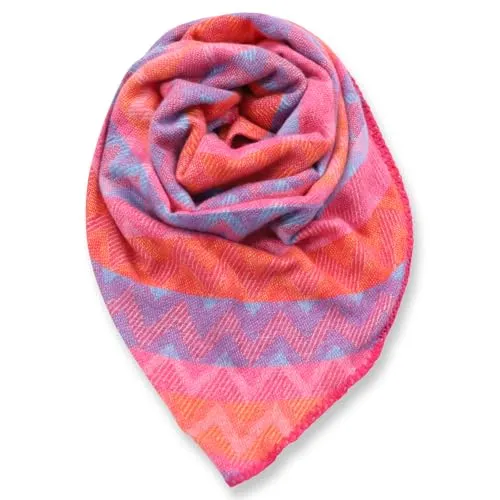 malito - Damen XXL Schal gemustert - weicher Dreiecksschal - langer Winterschal aus Viskose-Baumwolle - Stola Überwurf mehrfarbig S608 - (Pink)