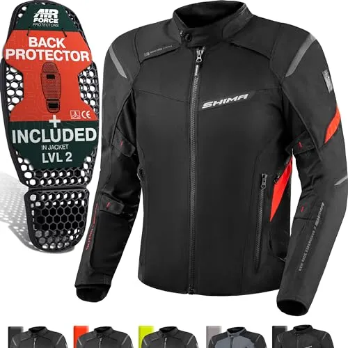 SHIMA Rush 2.0 Motorrad Textiljacke, schwarz-rot, Größe L - Wasserdichte 3-lagige Motorradjacke mit NextDryTM-Membran und herausnehmbarem wärmendem Futter, ideal für alle Wetterbedingungen.
