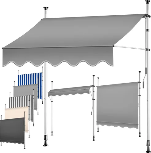 KESSER® Klemmmarkise mit Handkurbel 400cm - UV-beständige Balkonmarkise ohne Bohren, höhenverstellbar und wasserabweisend – idealer Sicht- und Sonnenschutz für Terrasse, Garten und Balkon.
