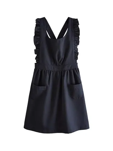 NEXT Mädchen Standard Schulkleidung Latzkleid mit Rüschendetail Marineblau 116