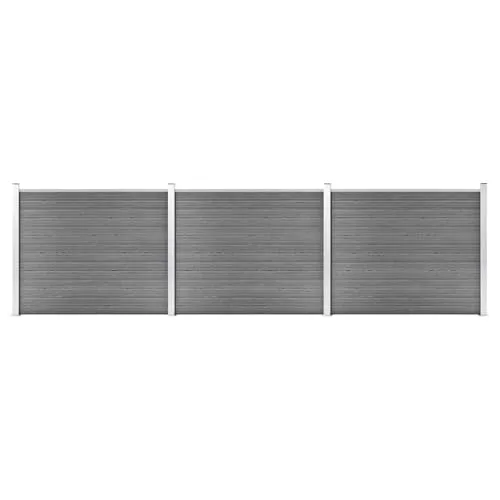 vidaXL Zaunelement Set WPC 526x146 cm Grau - Gartenzäune aus langlebigem WPC für optimale Privatsphäre und Sicherheit. Mit Holzmaserung und einfachem modularen Aufbau für individuelle Gestaltungsmöglichkeiten.