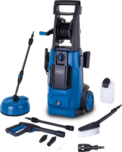 Scheppach Hochdruckreiniger HCE2600x – 2400W, 180 bar mit Terrassenreiniger - Hochdruckreiniger mit 180 bar Druck und 2400W Leistung. Inklusive Terrassenreiniger und Quick-Connect-System für effiziente Reinigung in Garten und Hof.