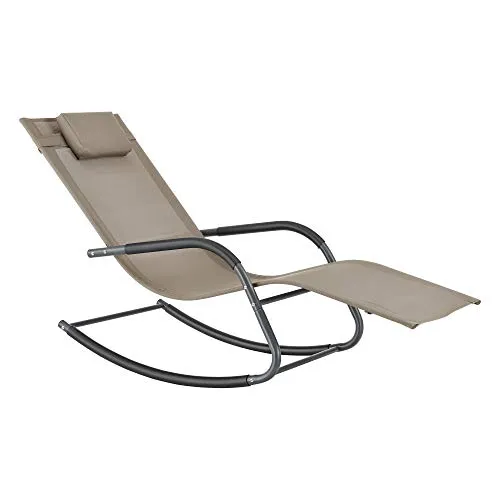 [en.casa] Schaukelliege Caracena - Bequeme Sonnenliege für entspannte Stunden - Liegen - Elegante Schaukelliege mit sanfter Bewegung, bis 120 kg belastbar. Ideal für Balkon, Terrasse und Garten, mit abnehmbarem Kopfpolster für hohen Komfort.