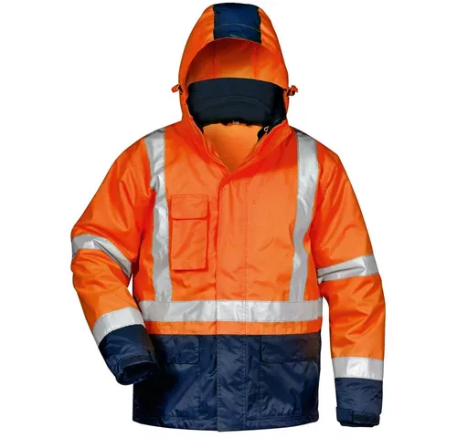 Safestyle UDO 3in1 Warnschutzjacke Orange/Marine - Schutzjacke für höchste Sichtbarkeit und Sicherheit, wind- und wasserdicht, mit atmungsaktiver PU-Beschichtung und herausnehmbarer Fleece-Innenjacke. Ideal für den Einsatz bei allen Wetterbedingungen.