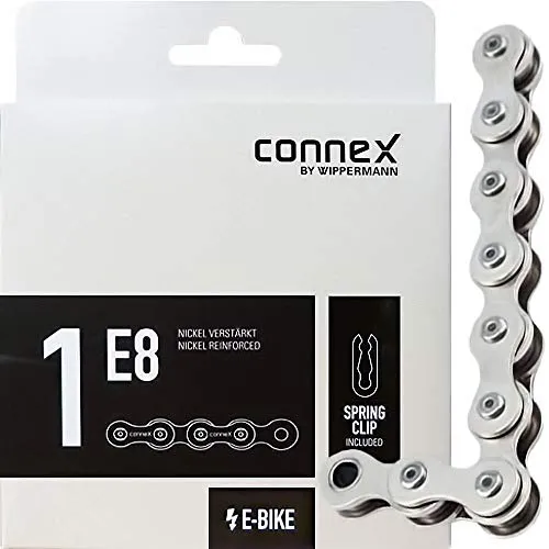 Connex Kette 1/2 x 1/8 1E8 Nickel 136 Glieder - Fahrradkette aus Nickel mit 136 Gliedern, ideal für eine langlebige und zuverlässige Leistung auf jedem Fahrrad.