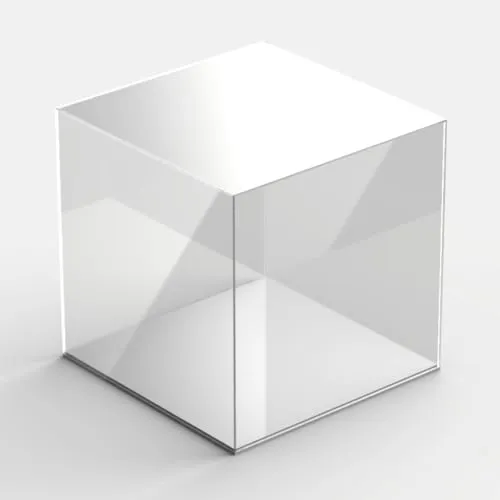 Hansen Vitrine Acryl / Schaukasten / Objektvitrine / Showcase quadratisch, 400x400x400 mm, mit weißem Boden