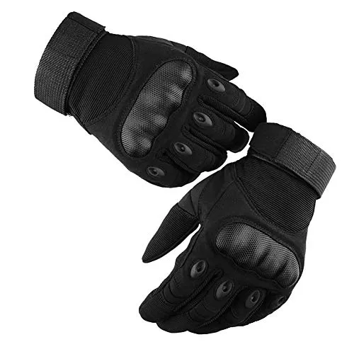 GES Motorradhandschuhe, Männer Vollfinger-Motorradhandschuhe Touchscreen-ATV-Motocross-Rennhandschuhe (Schwarz, L)