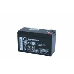 Q-Batteries 12LH-36W 12V 9Ah Blei-Vlies-Akku AGM VRLA Hochstrom USV - Ersatzbatterie für USV-Geräte, wartungsfrei und ideal für Hochstromanwendungen mit großer Bleiplattenoberfläche.