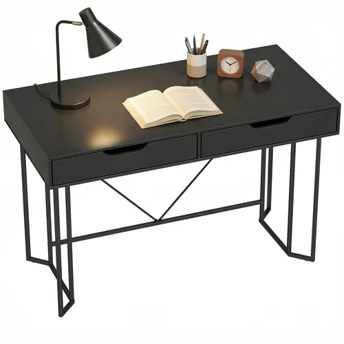 HOMCOM Schreibtisch Computertisch mit 2 Schubladen im Modern-Design