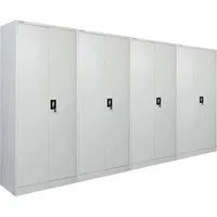 PROREGAL MegaDeal 4x Flügeltürenschrank ELEPHANT – Abschließbar, 6 Fächer, Lichtgrau - Praktisches Set aus 4 robusten Flügeltürenschränken für sichere Aufbewahrung. Abschließbare Türen und verstärkte Fachböden bieten Stabilität. Ideal für Büro und Lager – platzsparend und funktional.