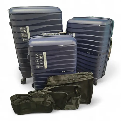 DMS Germany 7-tlg. Trolley Hartschalenkofferset RK-3800DB, Dunkelblau / TOP B-Wa